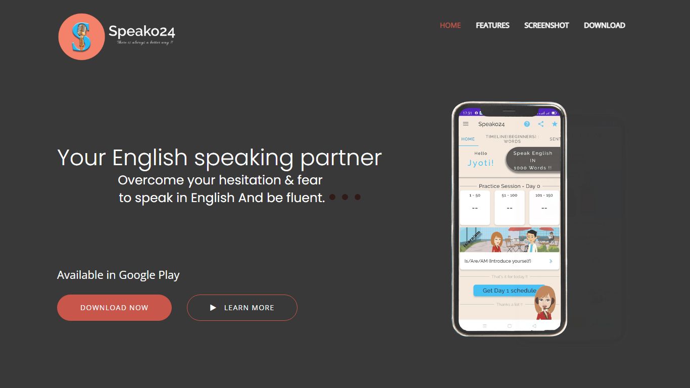 Speako24 - English speaking partner for fluency